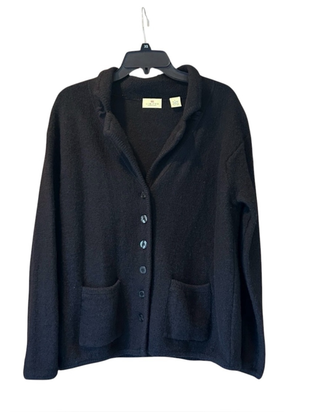 Vintage Limited America Wool Cardigan Sweater Large Black Collared Australia‎